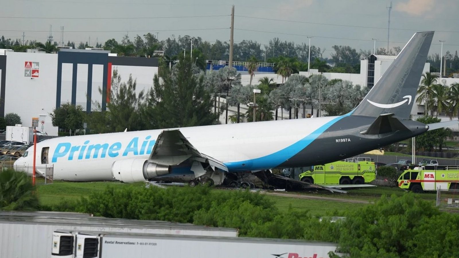 Five killed after Amazon cargo plane overshoots runway at Miami International Airport