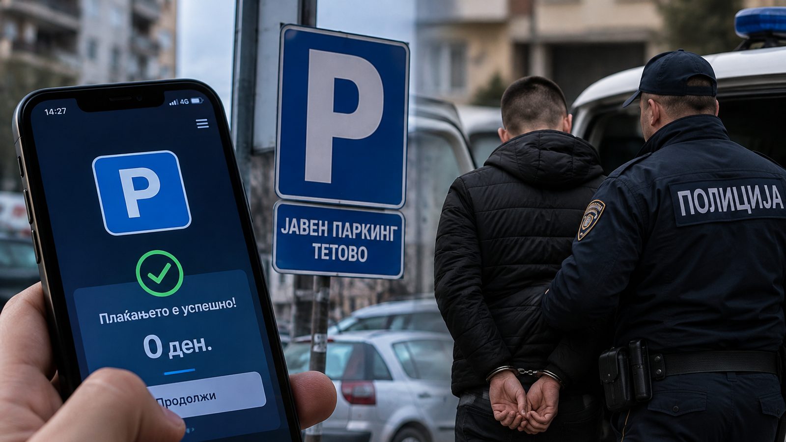 Уапсен 22-годишник од Мала Речица, осомничен за компјутерска измама при користење паркинг во Тетово